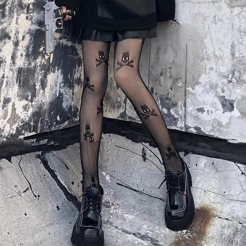 Lolita Tights Tattoos Mesh JK Pantyhose Collant Femme Medias Lolita Pantyhose Punk Sexy Fishnet Stockings Cosplay Hosiery
