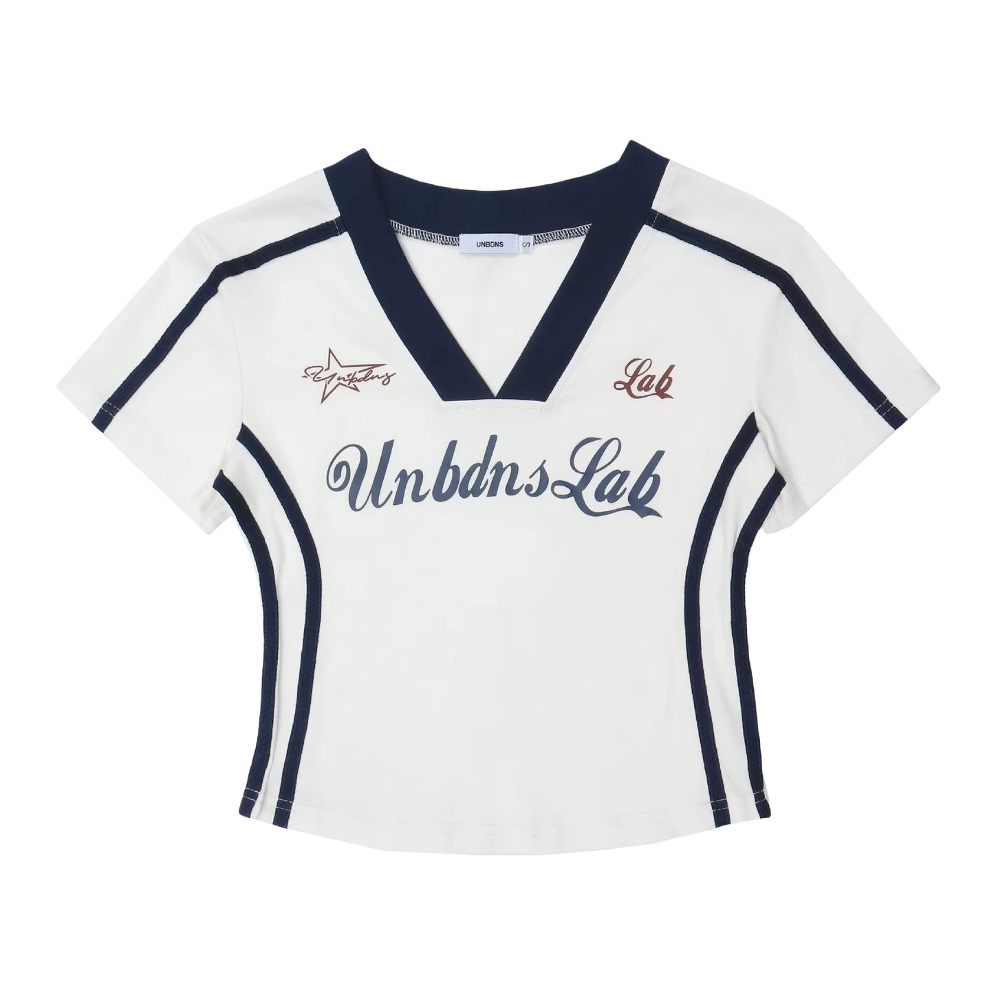 Women T-Shirt Y2K V-Neck Crop Tops Tees 2024 Summer Striped Letter Print Streetwear Egirl Y2K Tees Cropped Top Grunge Clothes