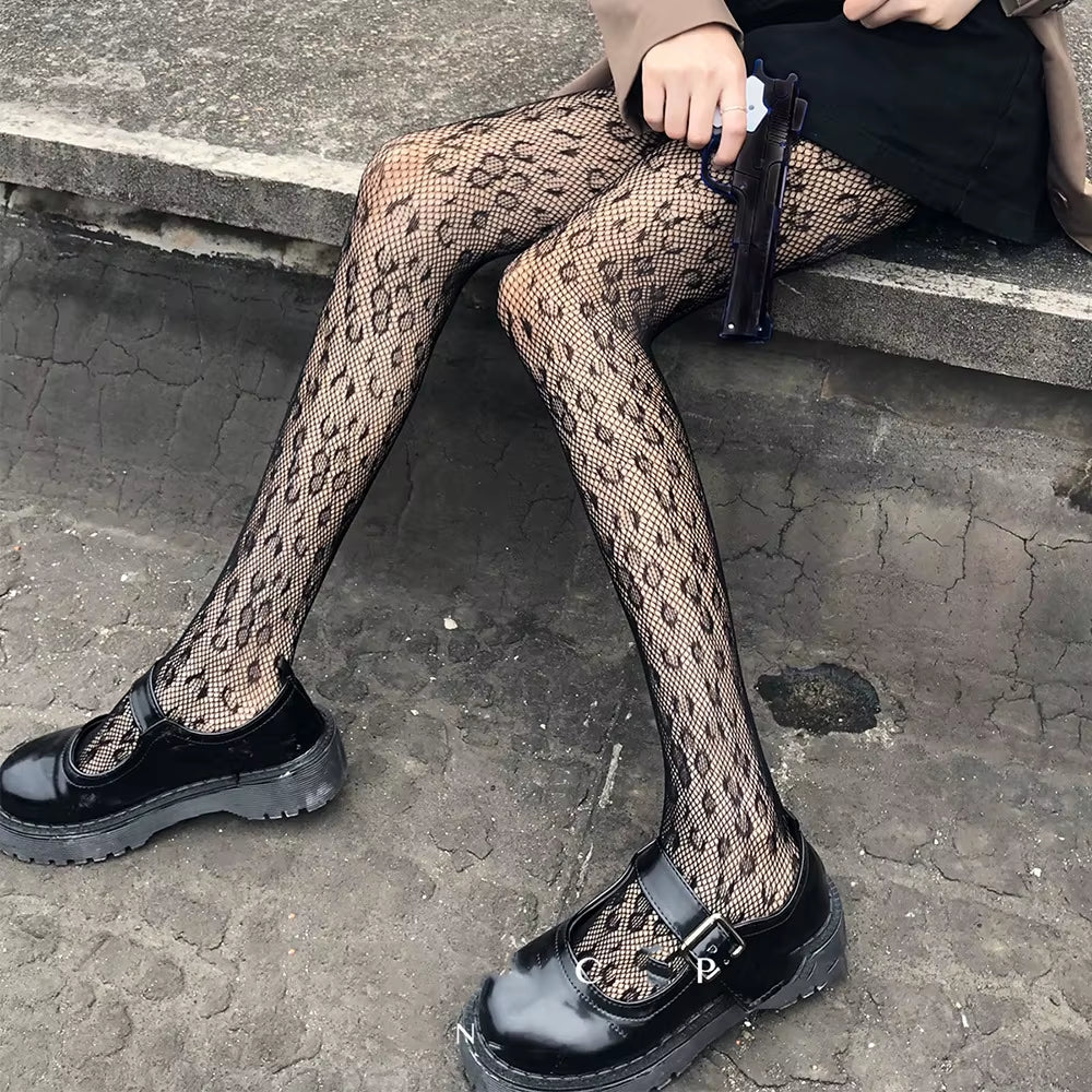 Lolita Tights Tattoos Mesh JK Pantyhose Collant Femme Medias Lolita Pantyhose Punk Sexy Fishnet Stockings Cosplay Hosiery