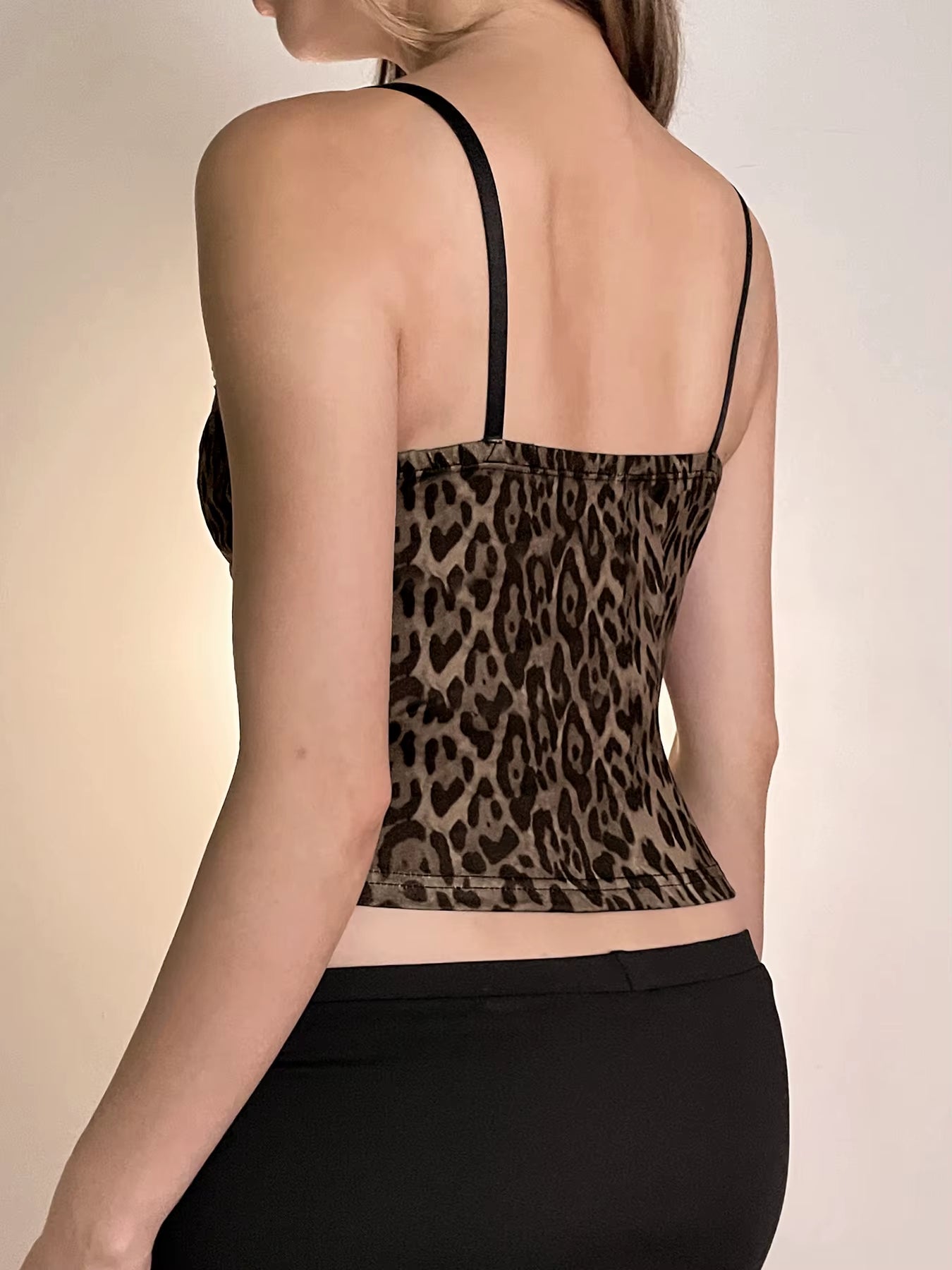 Leopard Tiger Stripe Print Women'S Camisoles Summer Spaghetti Straps Buttons Cupped Corset Coquette Slim Fit Tank Tops