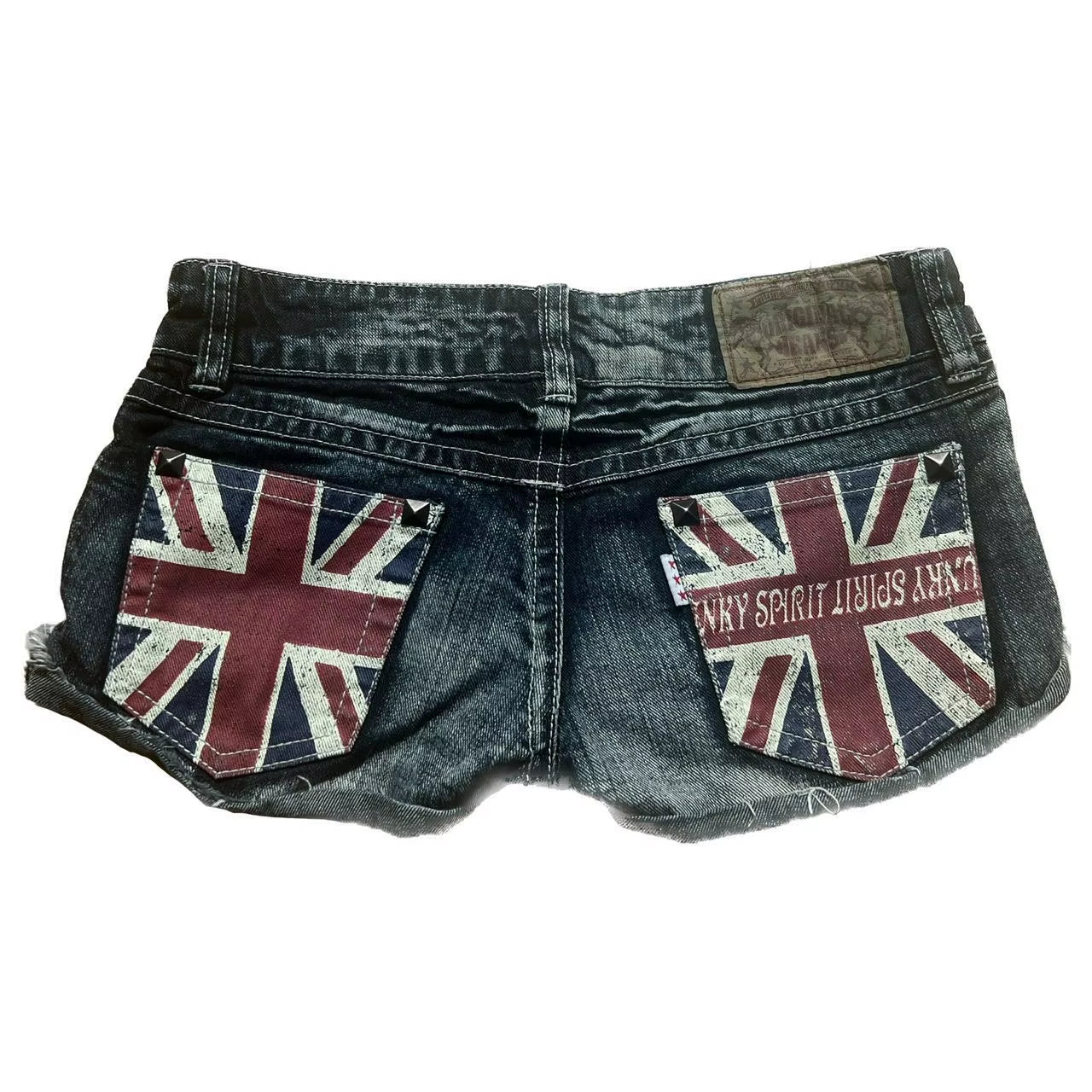 Y2K Retro British Style Flag Graphic Print Mini Shorts Harajuku Gyaru Denim Shorts Women Goth Slim Fit Hip Low Rise Short Pants
