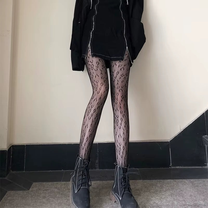 Lolita Tights Tattoos Mesh JK Pantyhose Collant Femme Medias Lolita Pantyhose Punk Sexy Fishnet Stockings Cosplay Hosiery