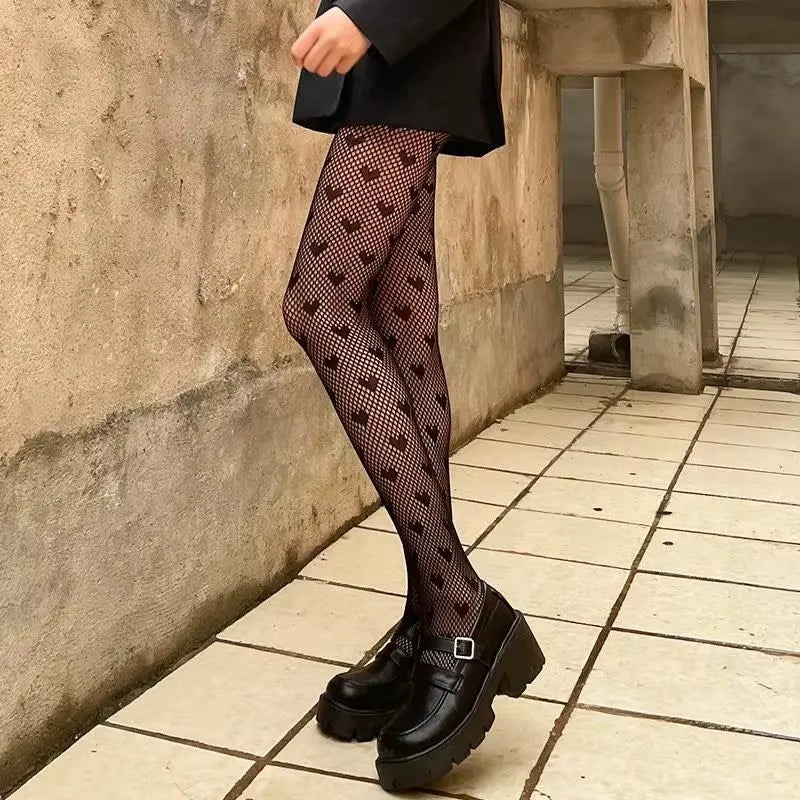 Lolita Tights Tattoos Mesh JK Pantyhose Collant Femme Medias Lolita Pantyhose Punk Sexy Fishnet Stockings Cosplay Hosiery