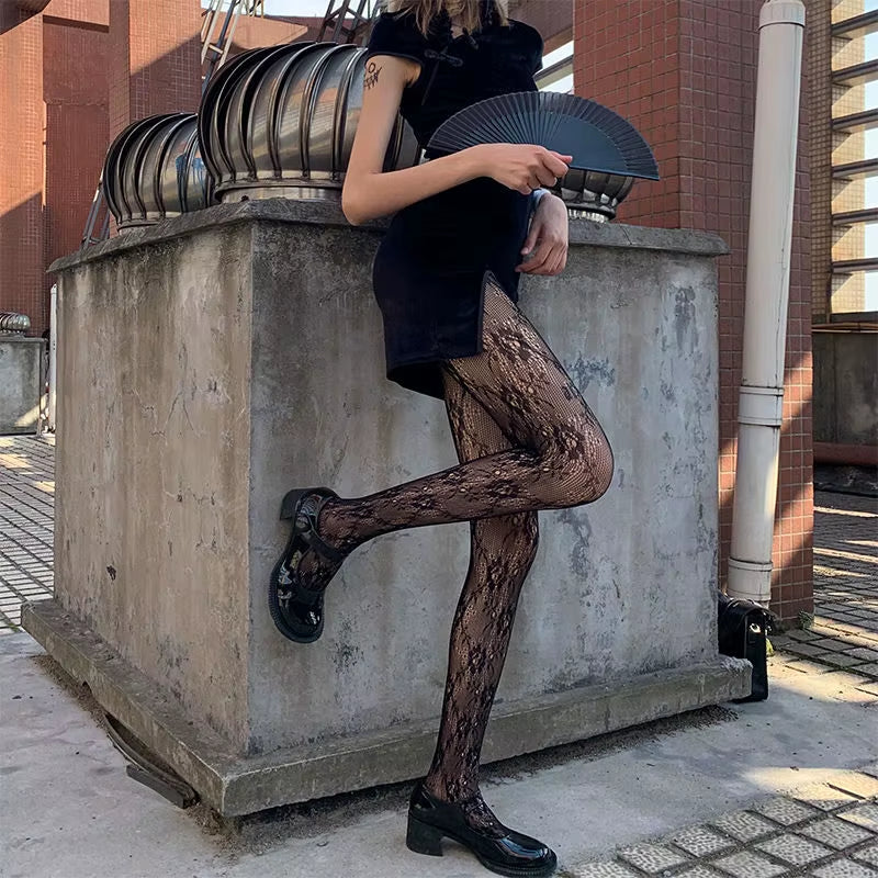 Lolita Tights Tattoos Mesh JK Pantyhose Collant Femme Medias Lolita Pantyhose Punk Sexy Fishnet Stockings Cosplay Hosiery