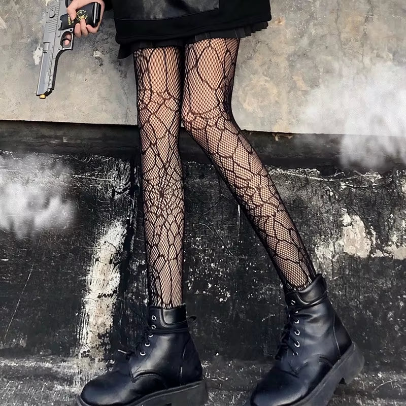 Lolita Tights Tattoos Mesh JK Pantyhose Collant Femme Medias Lolita Pantyhose Punk Sexy Fishnet Stockings Cosplay Hosiery