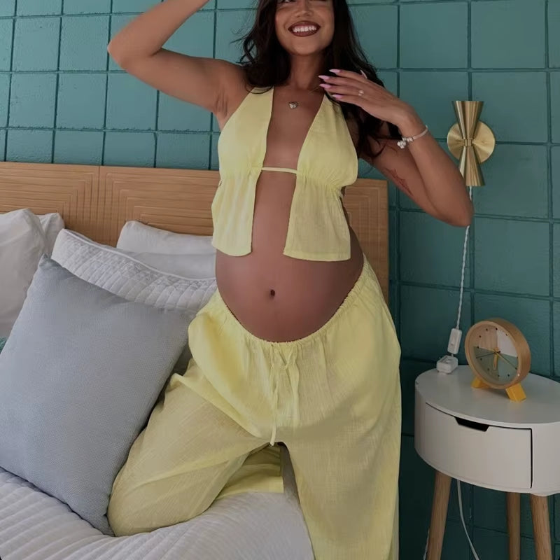 Beach Holiday Backless Tie up Camis Coquette Women Sleeveless Vest Summer Boho Halter Crop Tops Ladies Fashion Yellow Tank Tops