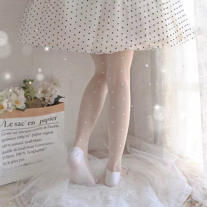 Lolita Socks Women'S Summer Mid-Calf Spun Glass Ultra-Thin Knee Socks Women'S Lolita Lace Bow Socks