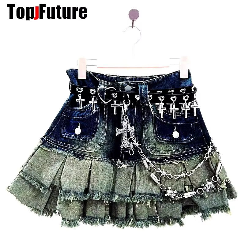 Women Girl HAND MAKE Gothic Lolita Punk Harajuku Bling Bling Skull Laziness Belt Waist Belt Lolita Cosplay Party Belt Gift