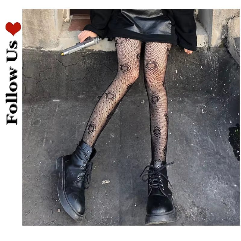 Lolita Tights Tattoos Mesh JK Pantyhose Collant Femme Medias Lolita Pantyhose Punk Sexy Fishnet Stockings Cosplay Hosiery