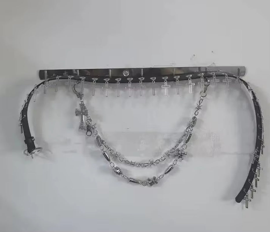 Women Girl HAND MAKE Gothic Lolita Punk Harajuku Bling Bling Skull Laziness Belt Waist Belt Lolita Cosplay Party Belt Gift